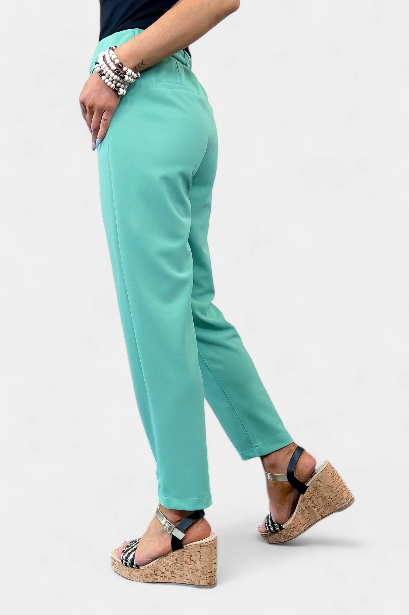 Sage Belted Stretch Pants