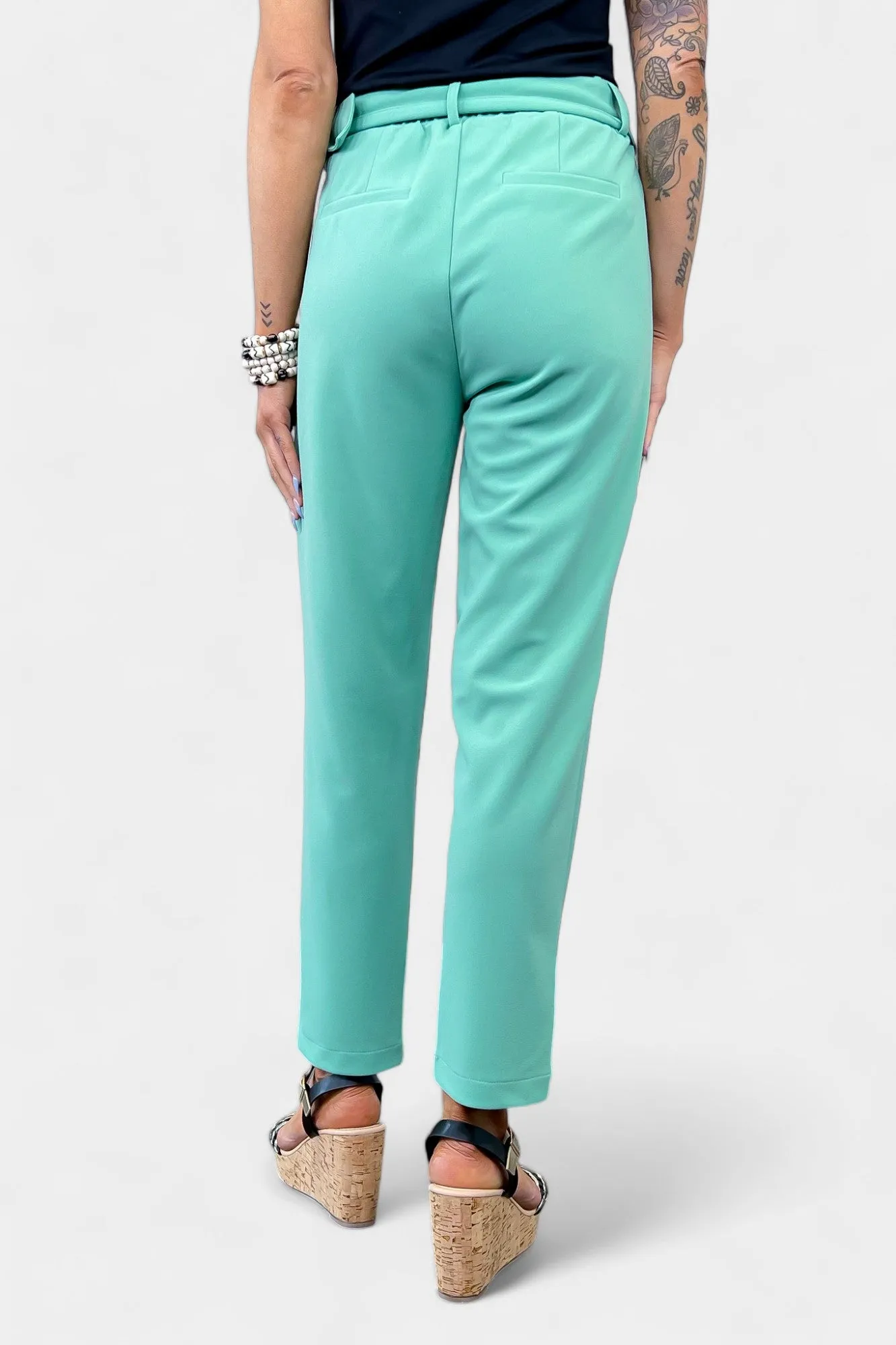 Sage Belted Stretch Pants