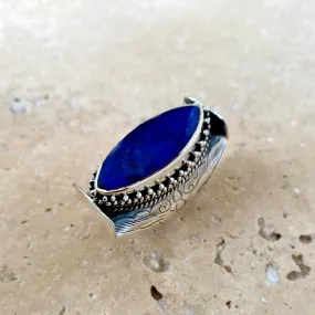 Sapphire Quartz Ring with elegant, long marquise gemstone- Devani