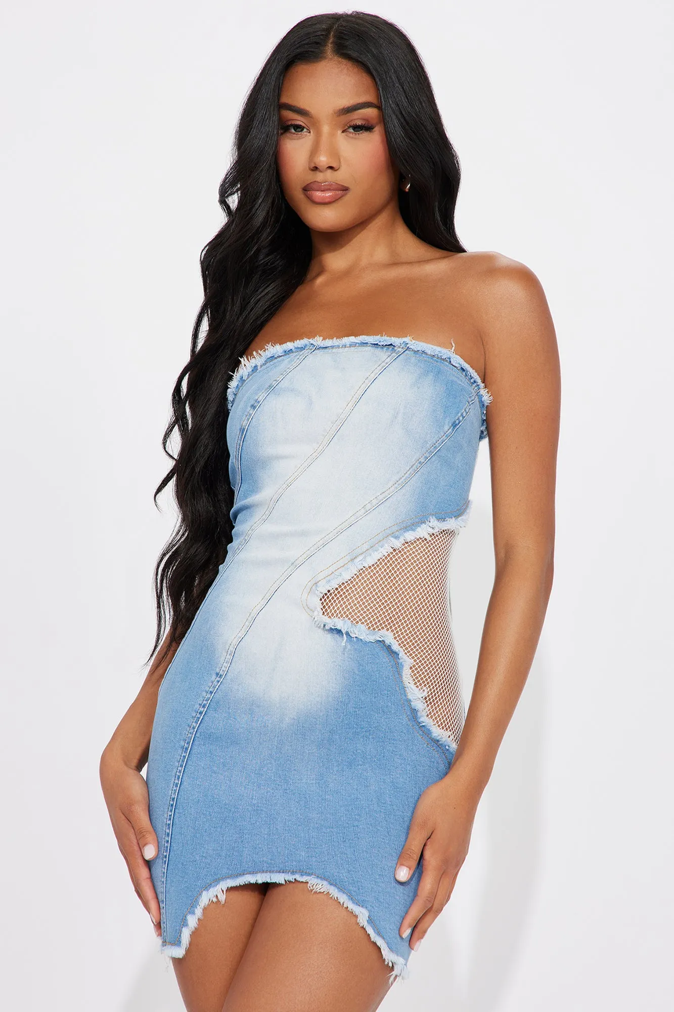 Shred It and Forget It Denim Mini Dress - Medium Wash