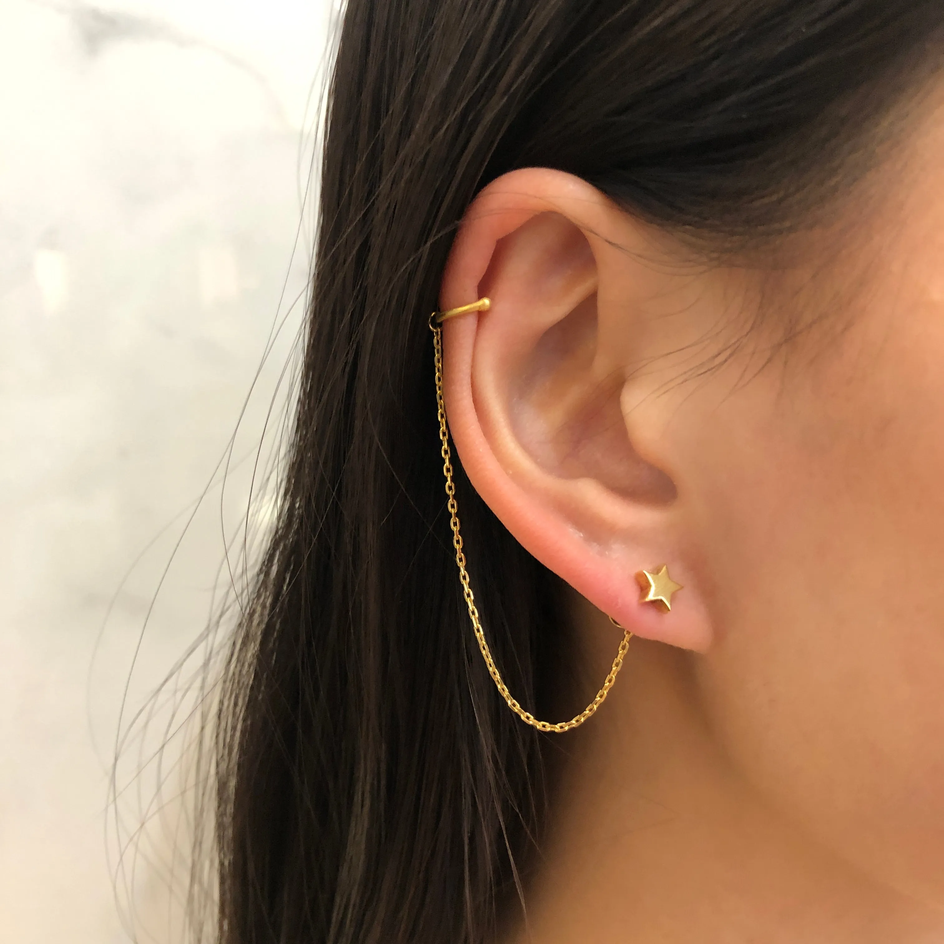 Star Earring, Matte Gold