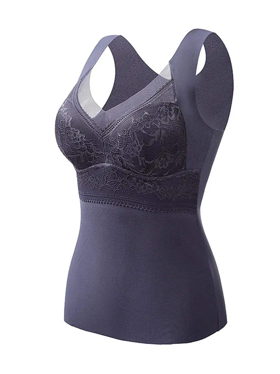 Stay Cozy and Chic in Women's Black Thermal Vest Underwear