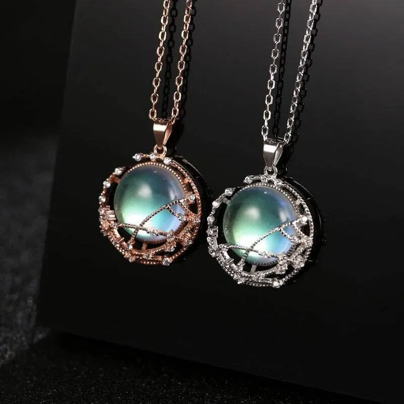 Temperament Clavicle  Elegant Moonstone Pendant Necklace - 925 Sterling Silver