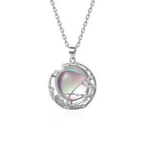 Temperament Clavicle  Elegant Moonstone Pendant Necklace - 925 Sterling Silver