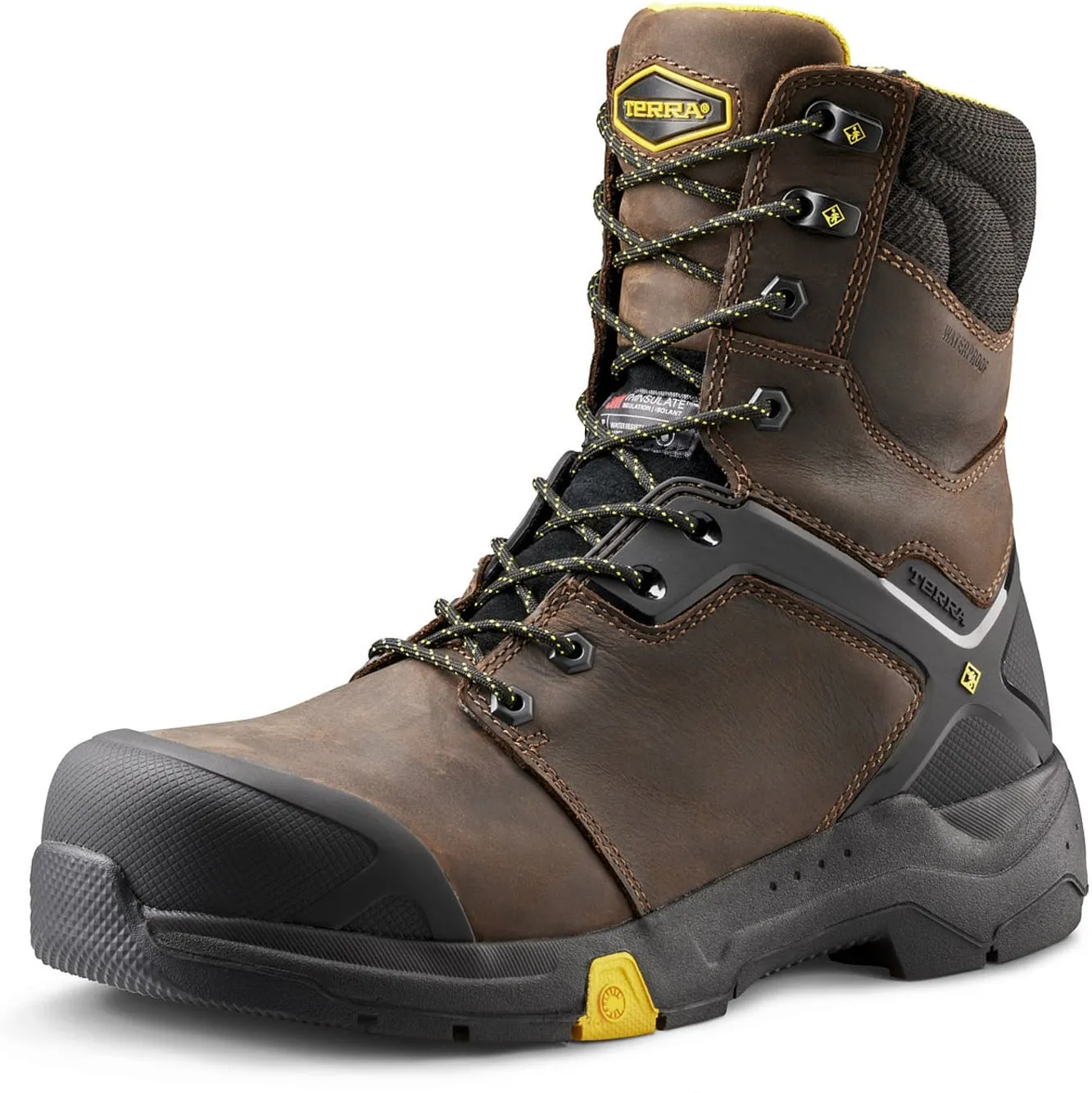 Terra Men's Carbine 8 Comp Toe WP Safety  Work Boot -Brown- 4TCRBN