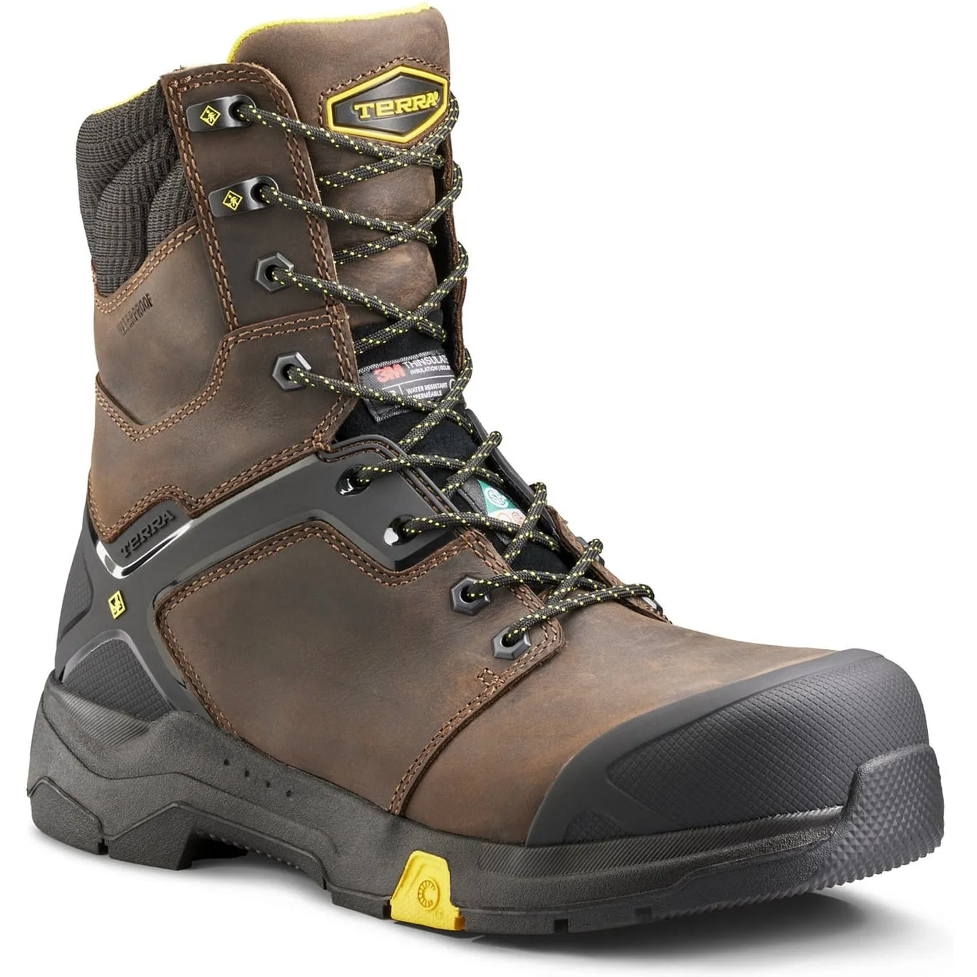 Terra Men's Carbine 8 Comp Toe WP Safety  Work Boot -Brown- 4TCRBN