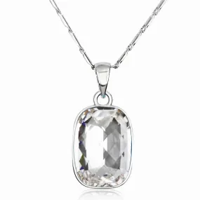 The elegant oval white Swarovski Crystal platinum plated necklace