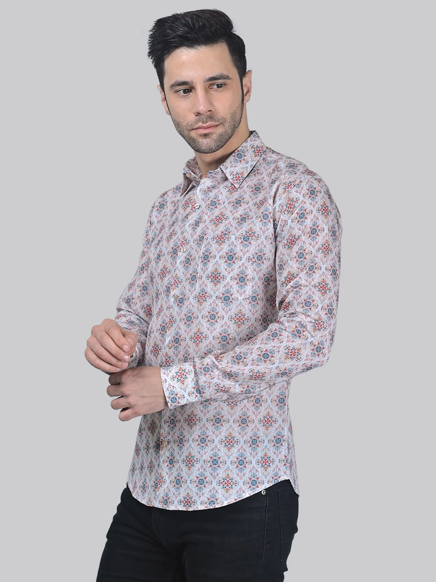 TryBuy Exclusive Men's Printed Full Sleeve Cotton Button-Up Shirt For Men