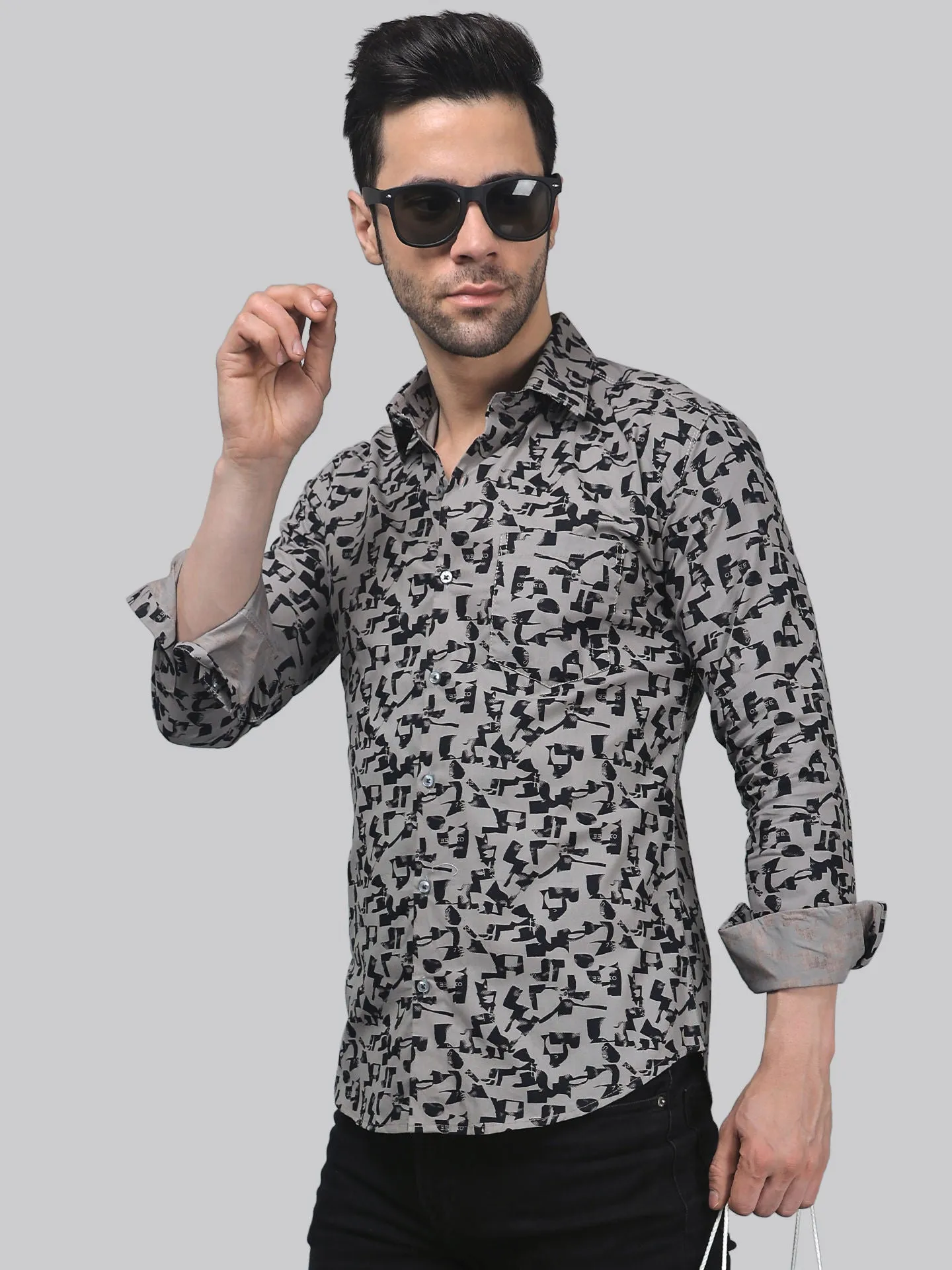 TryBuy Unique Elegant Men's Cotton Printed Full Sleeves Button-Up Shirt For Men