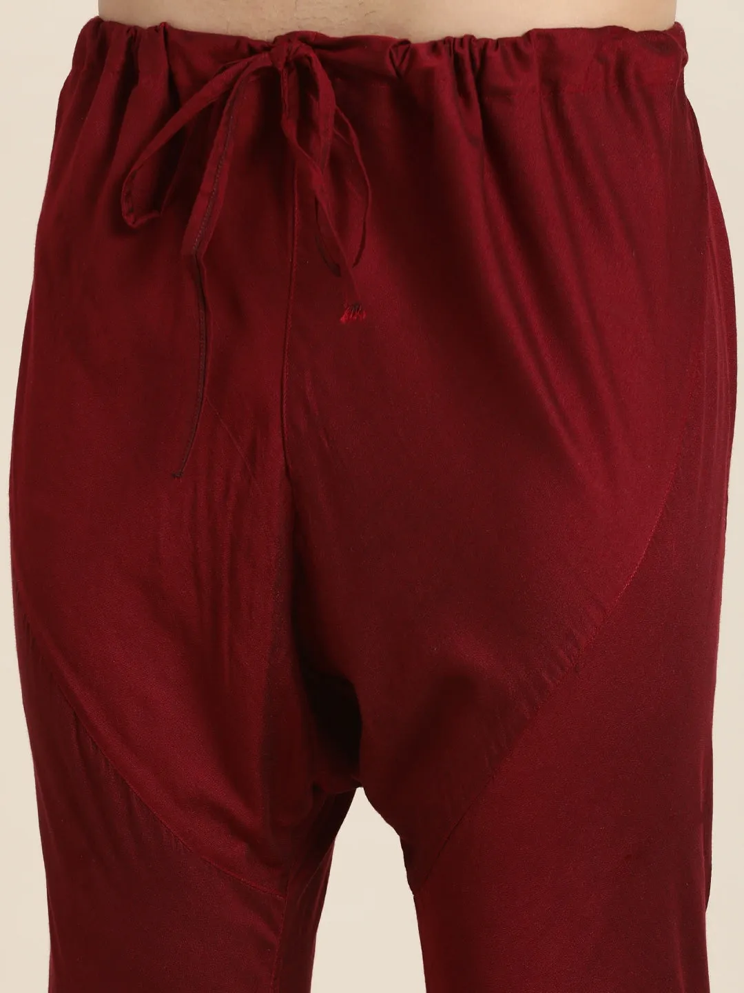 VASTRAMAY Baap Beta Mirror Maroon Kurta Pyjama Set