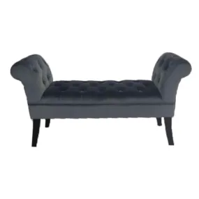 Velvet Plush Giselle Stool - Grey