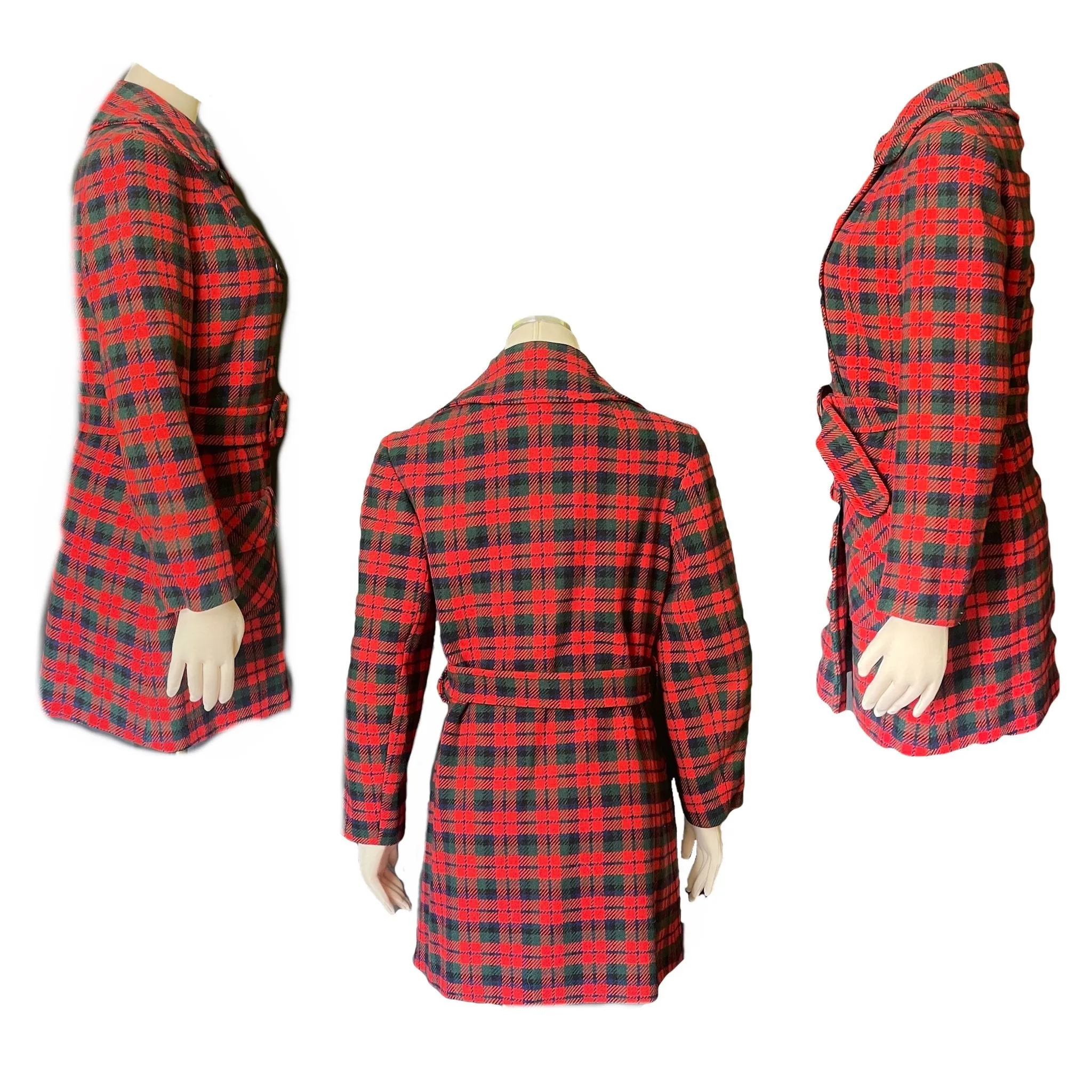 Vintage Red Christmas Plaid Wool Coat by Pendleton. Warm Stylish Winter Coat. 1950s Fashion.