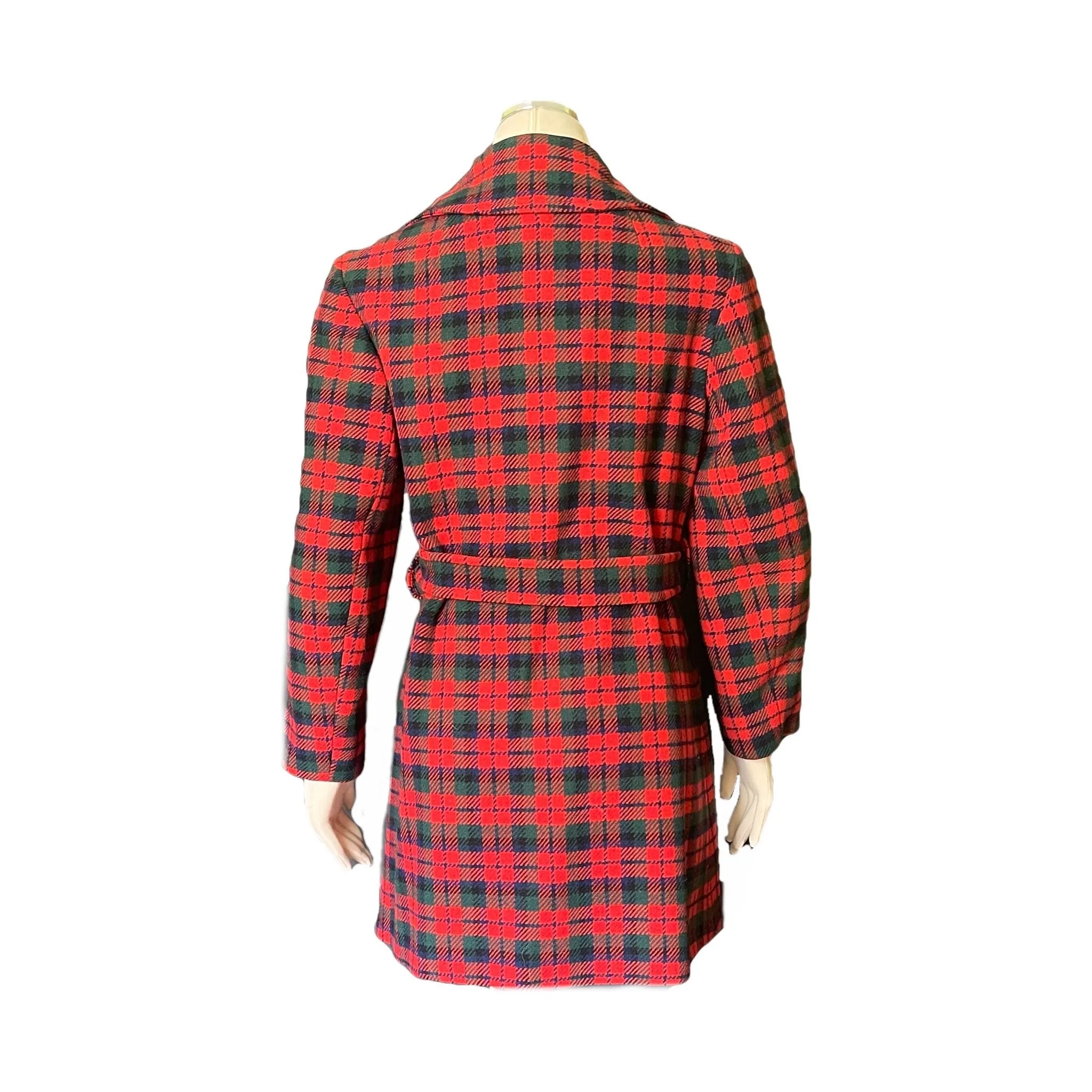 Vintage Red Christmas Plaid Wool Coat by Pendleton. Warm Stylish Winter Coat. 1950s Fashion.