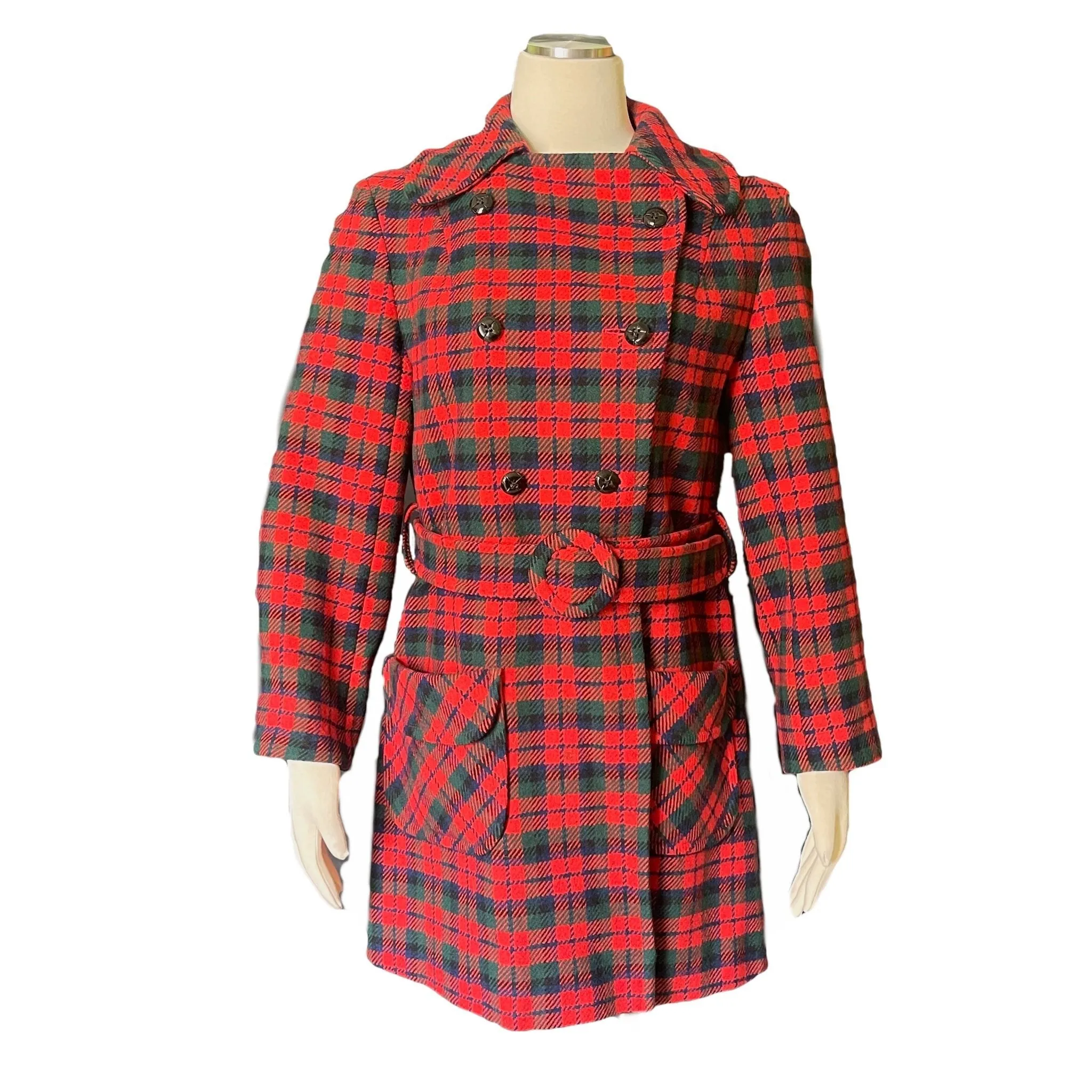 Vintage Red Christmas Plaid Wool Coat by Pendleton. Warm Stylish Winter Coat. 1950s Fashion.