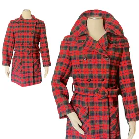 Vintage Red Christmas Plaid Wool Coat by Pendleton. Warm Stylish Winter Coat. 1950s Fashion.