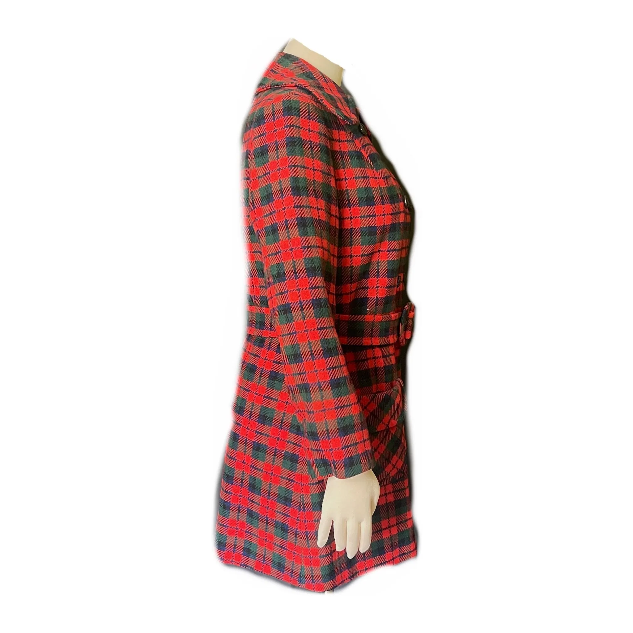 Vintage Red Christmas Plaid Wool Coat by Pendleton. Warm Stylish Winter Coat. 1950s Fashion.