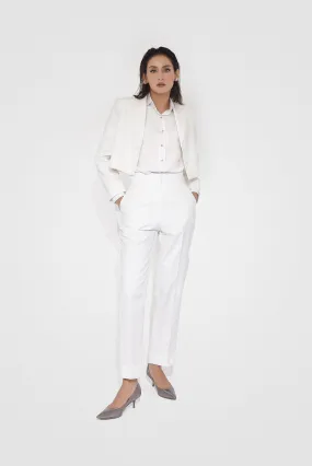 White Bird Crop Jacket Slacks Set