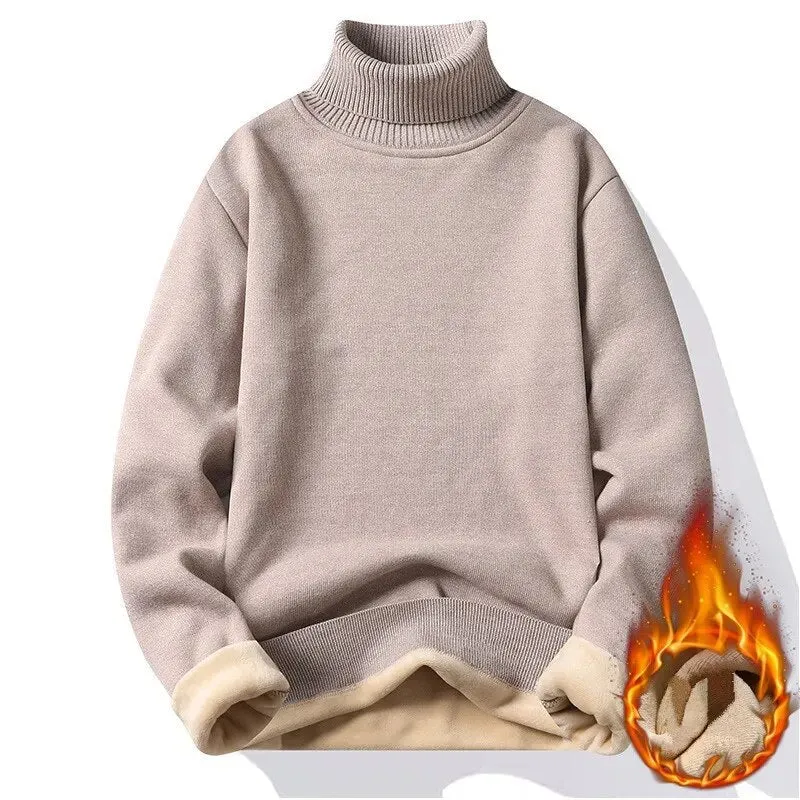 Winter Men's Turtleneck Thicken Sweater Men's Knitting Pullovers Cold Weather Jumpers